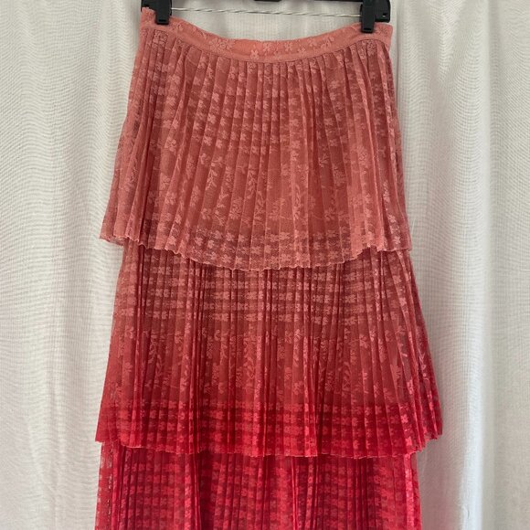 Maeve Dresses & Skirts - Maeve Pink to Red Ombre Pleated Maxi Skirt